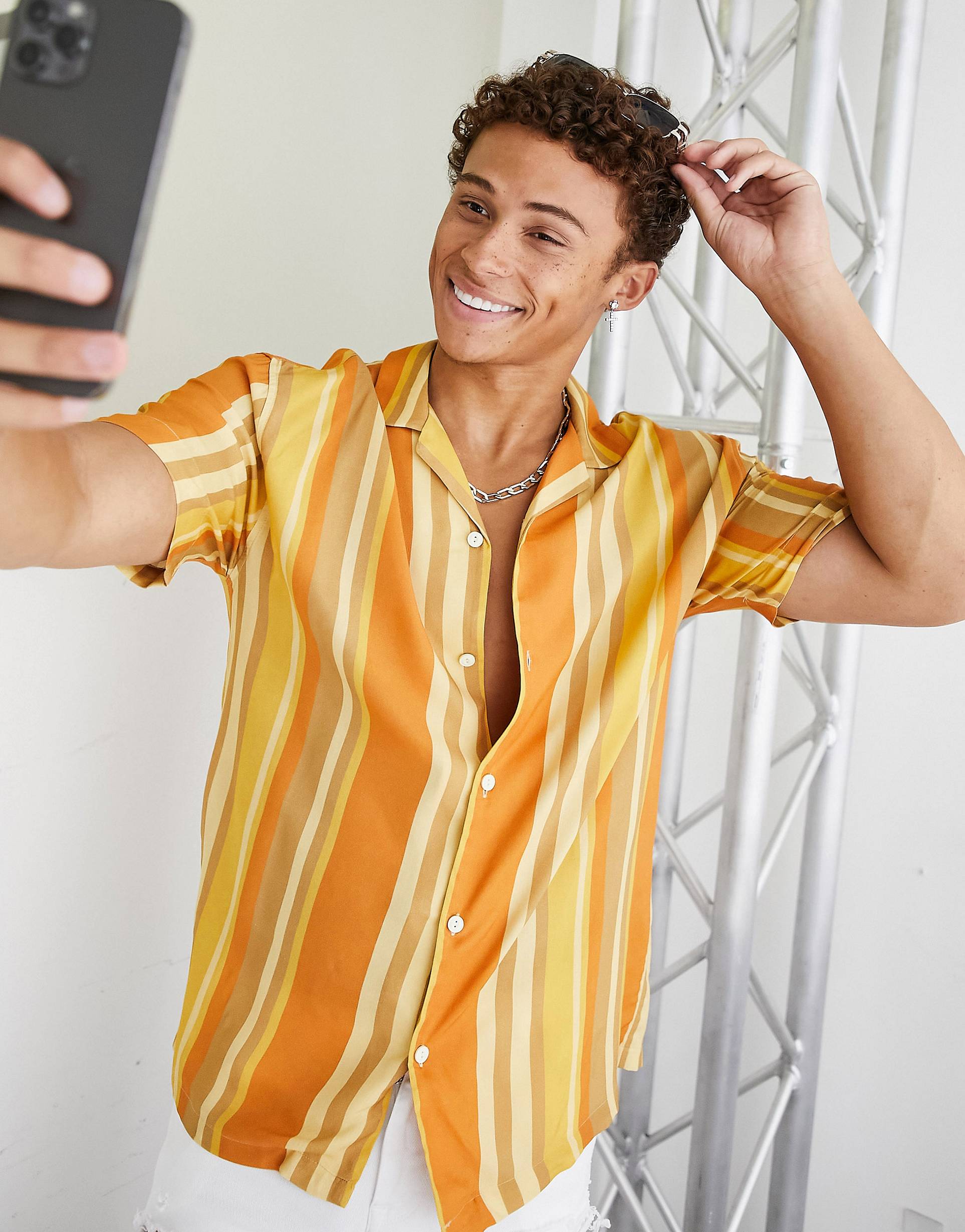 CLASSIC ORANGE STRIPED SHIRT - MEN