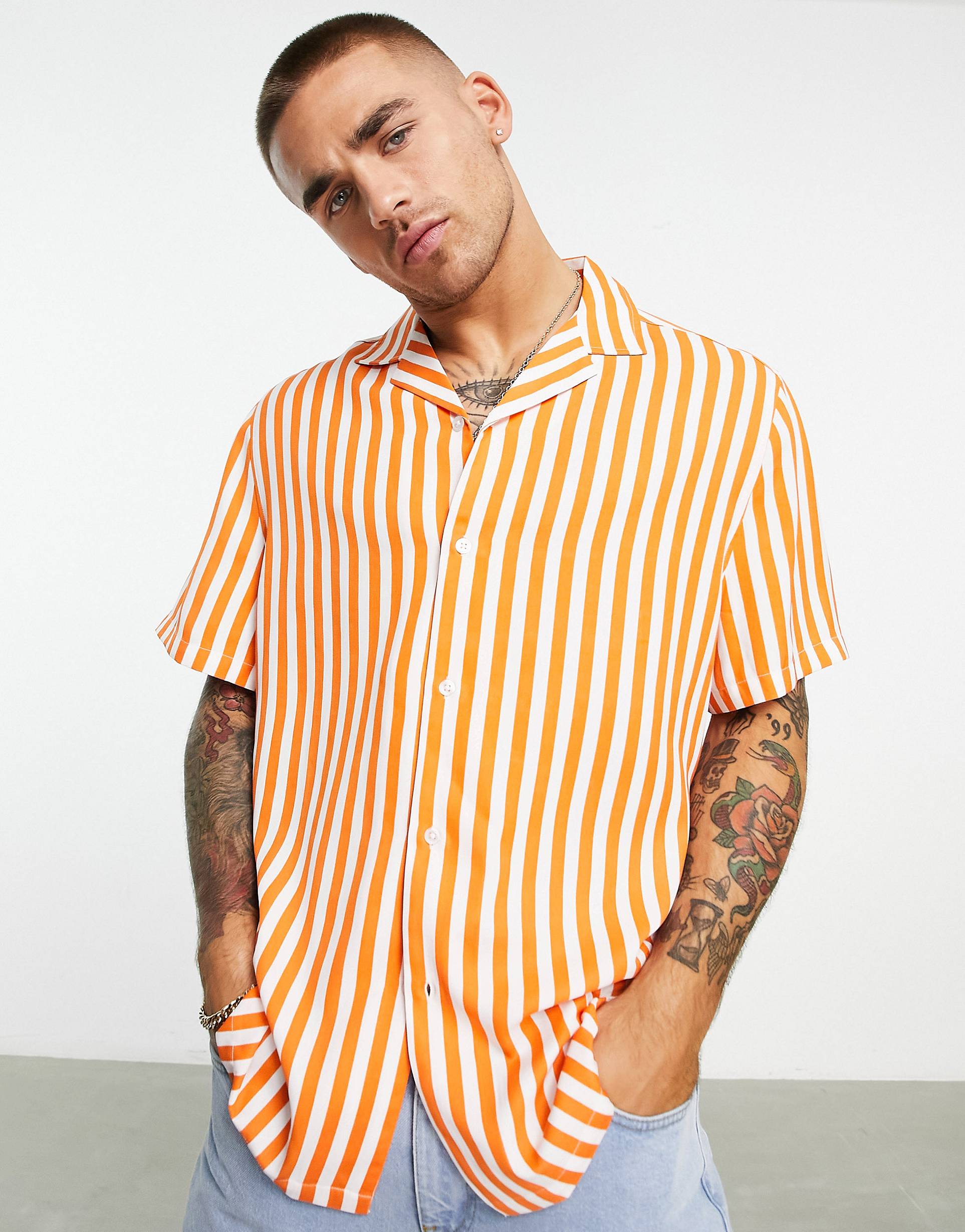 ORANGE STRIPED SHIRT - MEN