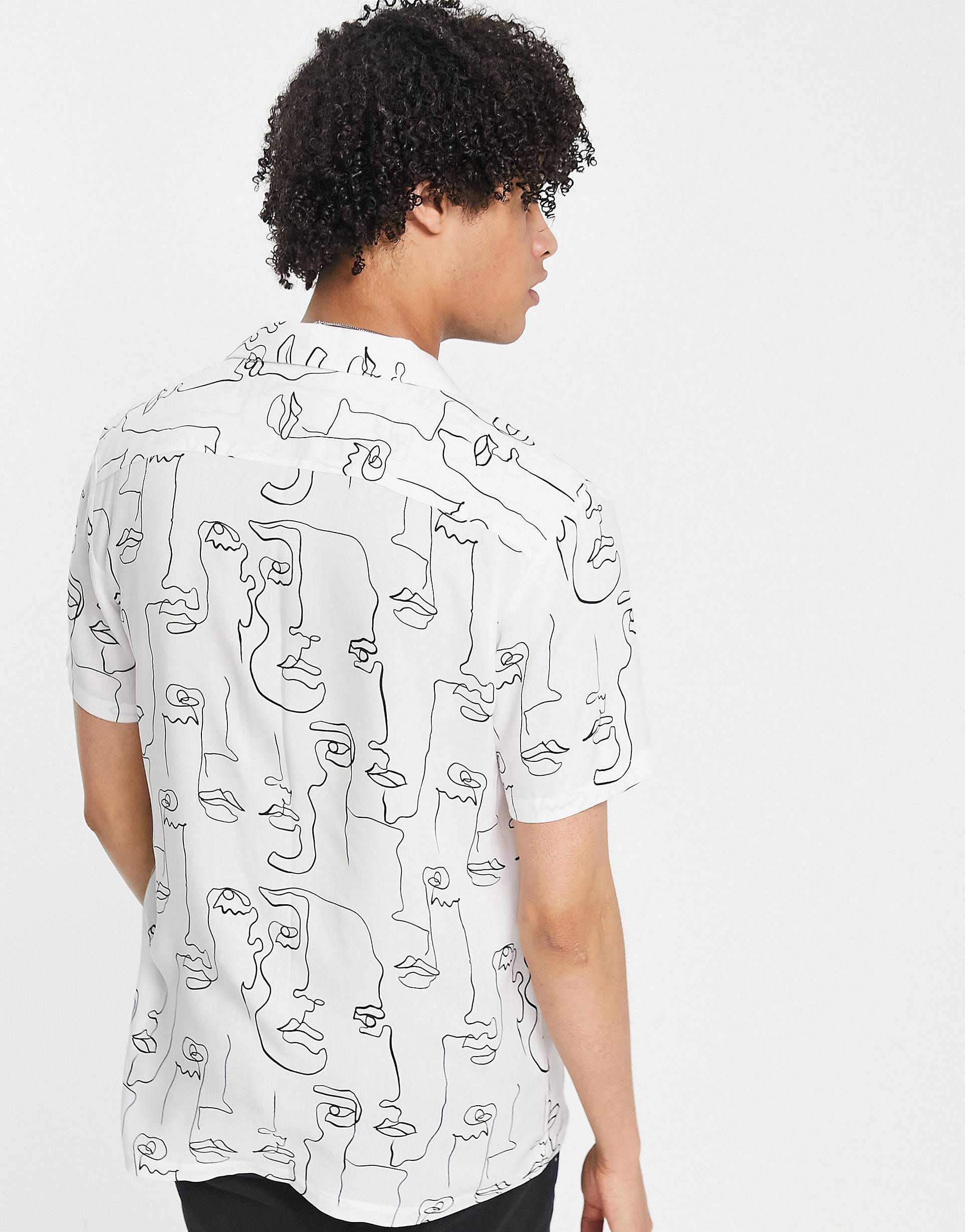 WHITE SCRIBBLE FACE SHIRT- MEN