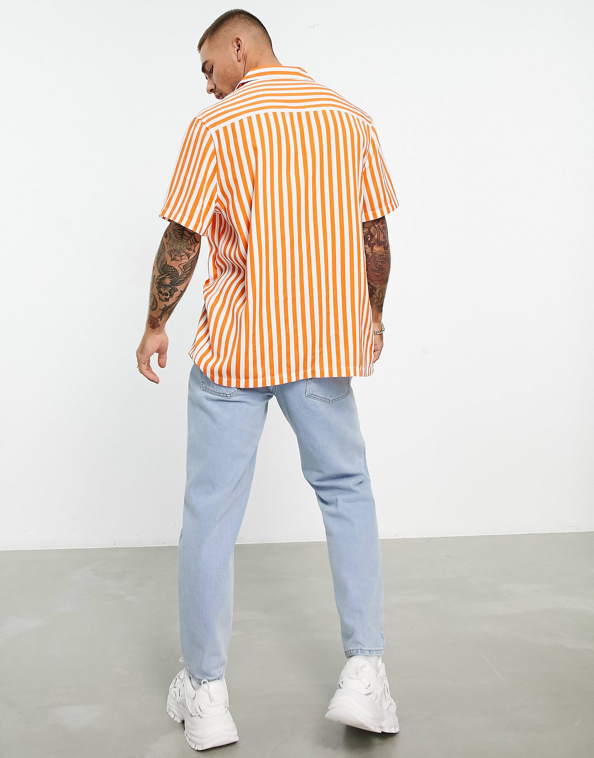 ORANGE STRIPED SHIRT - MEN