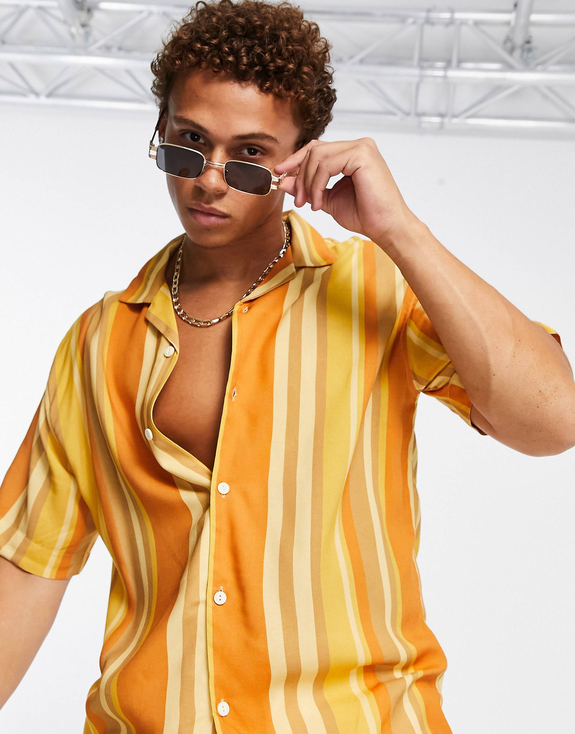 CLASSIC ORANGE STRIPED SHIRT - MEN