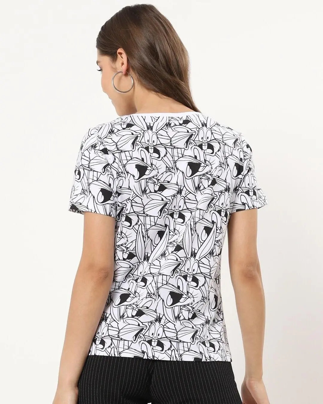 Rabit Print Round-Neck T-shirt