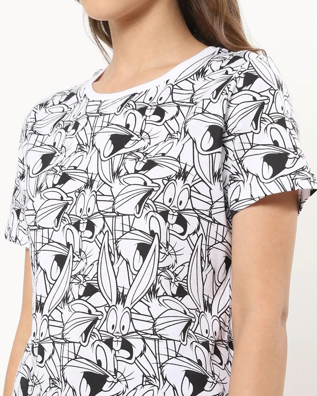 Rabit Print Round-Neck T-shirt