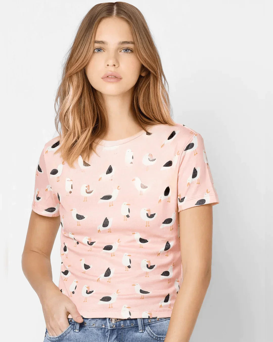 New Bird Pink T-Shirt For Women