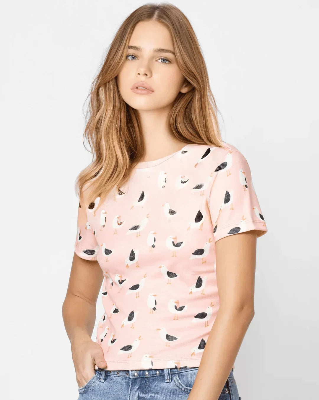 New Bird Pink T-Shirt For Women