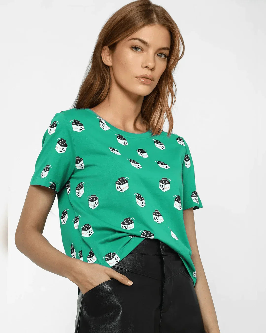 Green Milk Box Round-Neck T-shirt