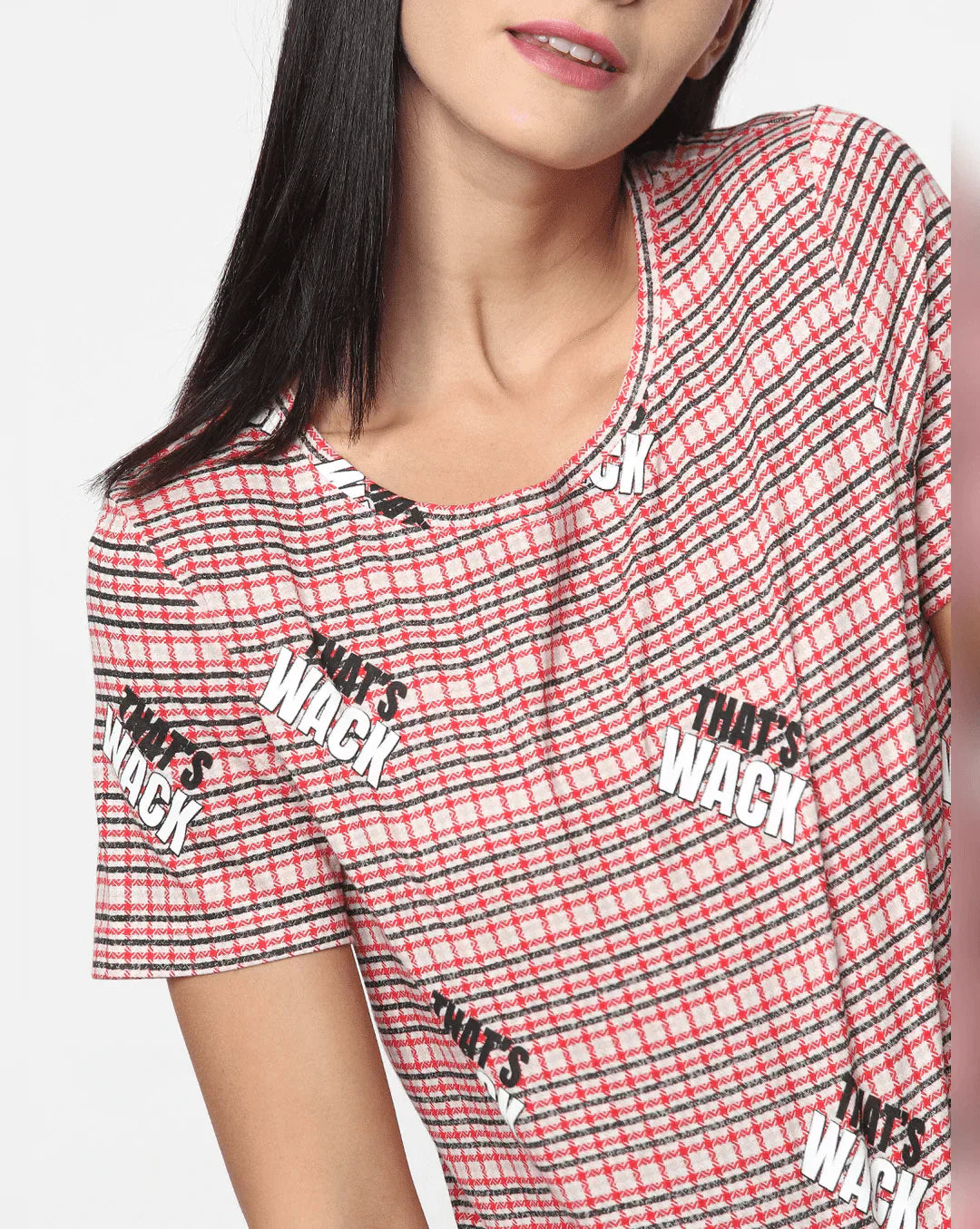 Checks Print Round-Neck T-shirt For Women