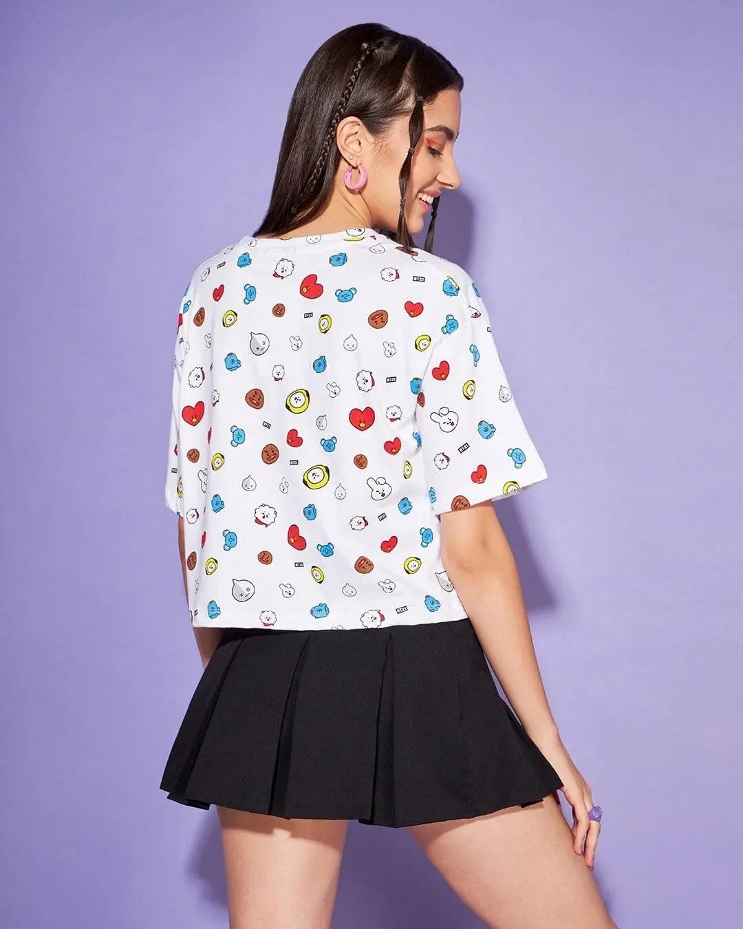 Heart Print Round-Neck T-shirt