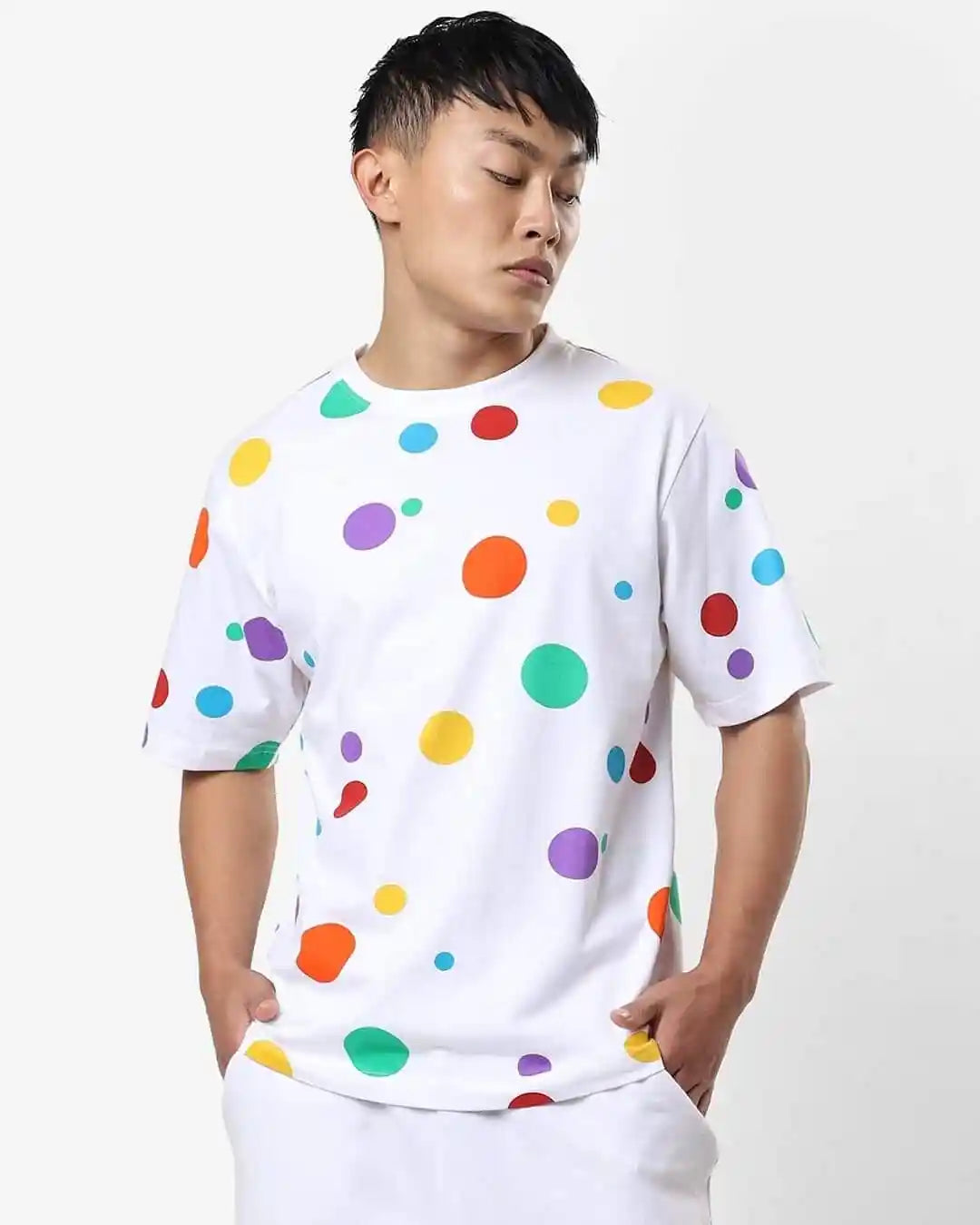 Men Printed Colorfull Dotted Slim Fit T-shirt