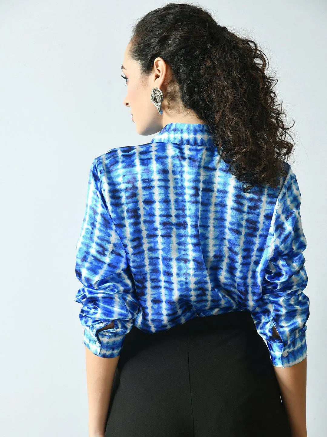 Blue Block Pattern Printed Shirt