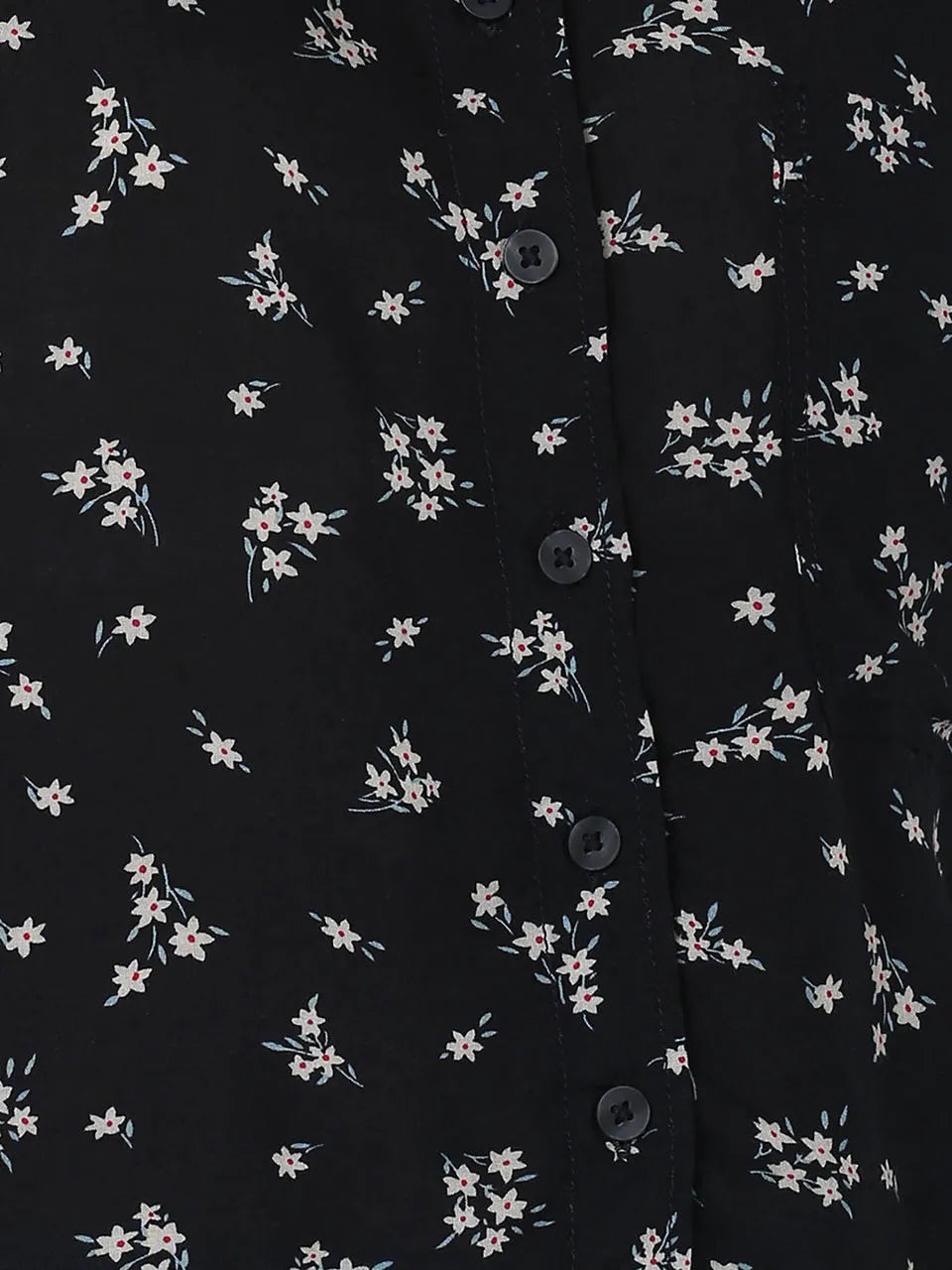 Black Floral Pattern Printed Women Shirt